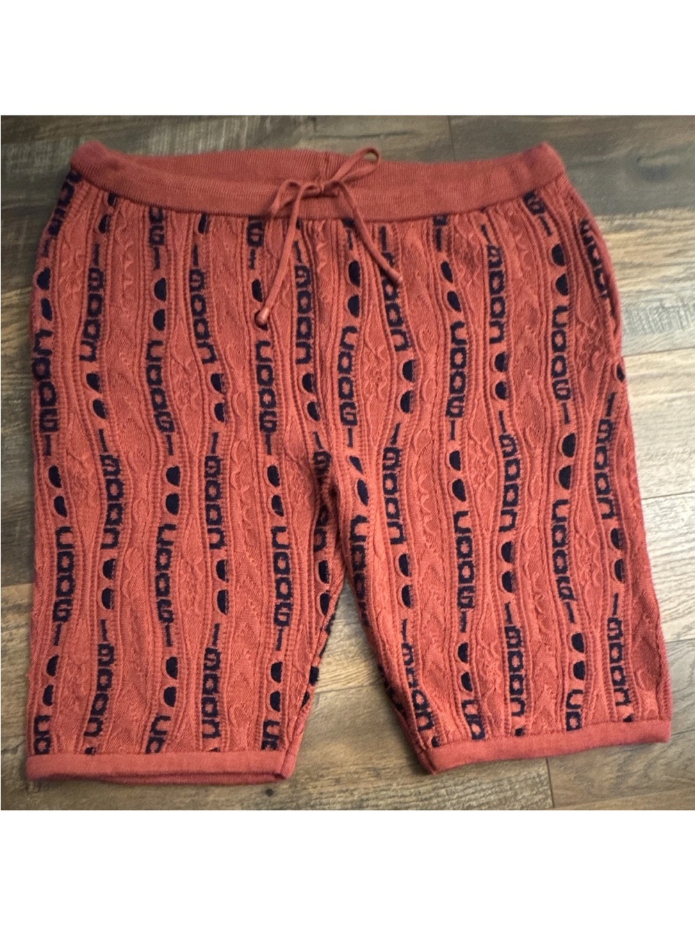 COOGI Rust Orange Knit Logo Shorts with Navy Accents